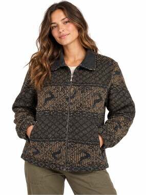 Vintage Obermeyer Deer Print Knit Jacket M Brown Full Zip Alpine Après Ski Cozy